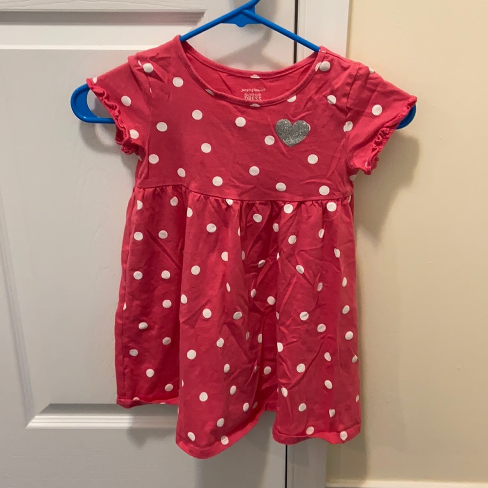 Pink dress with white polka dots